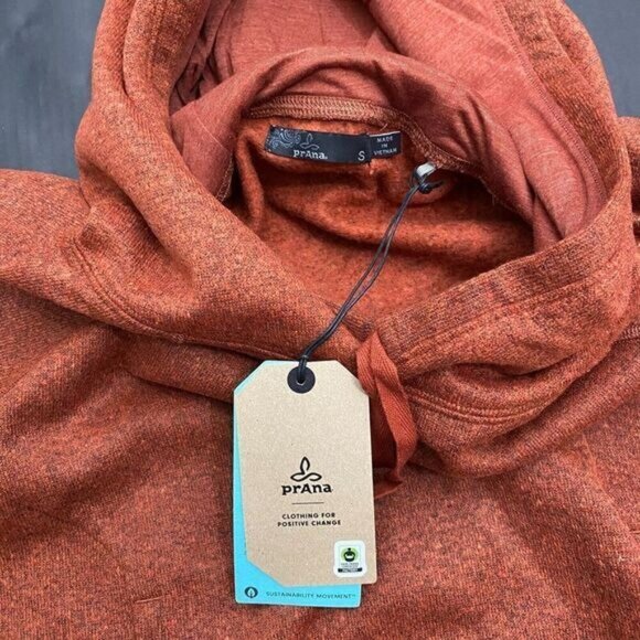 PrAna Ziller Sweatshirt Women Small Hooded Pullover Gingerbread Wool New - Picture 7 of 13